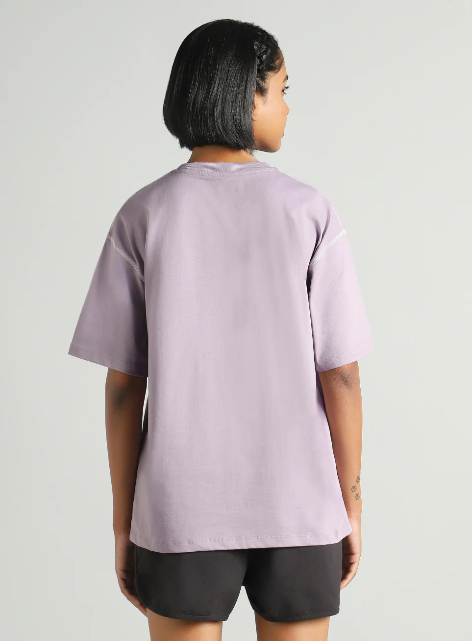 Women's Purple Mini Graphic Oversized Fit T-shirt - Image 6
