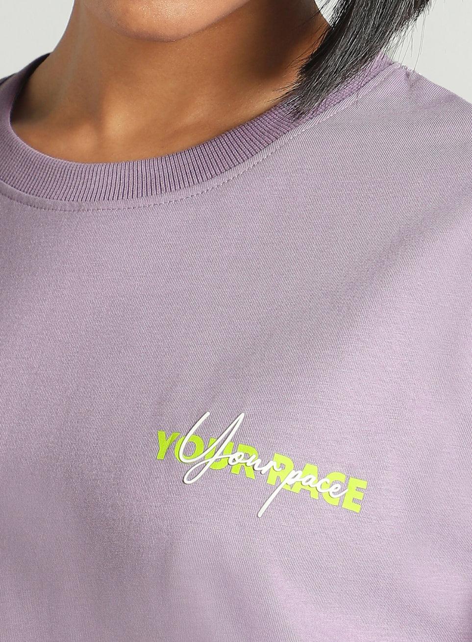 Women's Purple Mini Graphic Oversized Fit T-shirt - Image 7