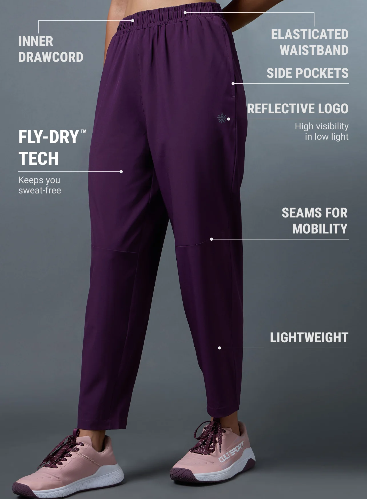 Women's Purple Night Run Trackpants - Image 5