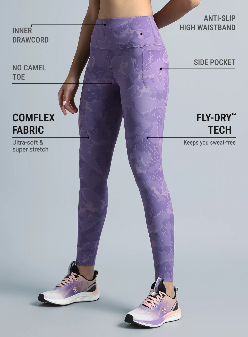 Women's Purple Pacer AOP Comflex Tights - Image 5