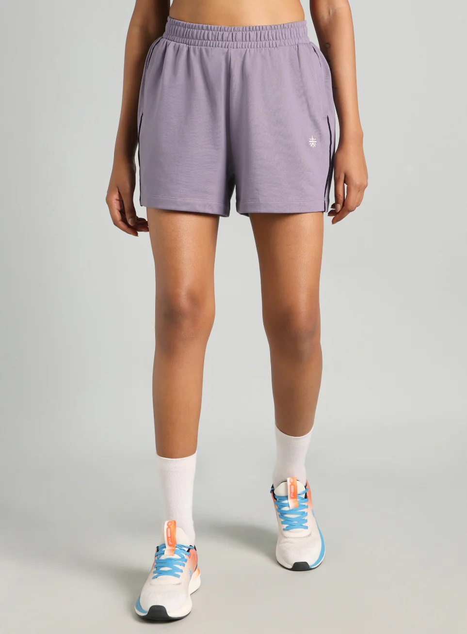 Women's Purple Panelled Shorts - Image 4
