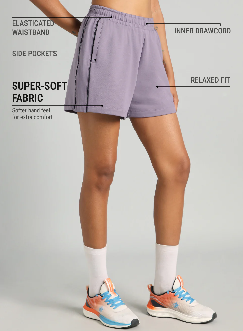 Women's Purple Panelled Shorts - Image 5