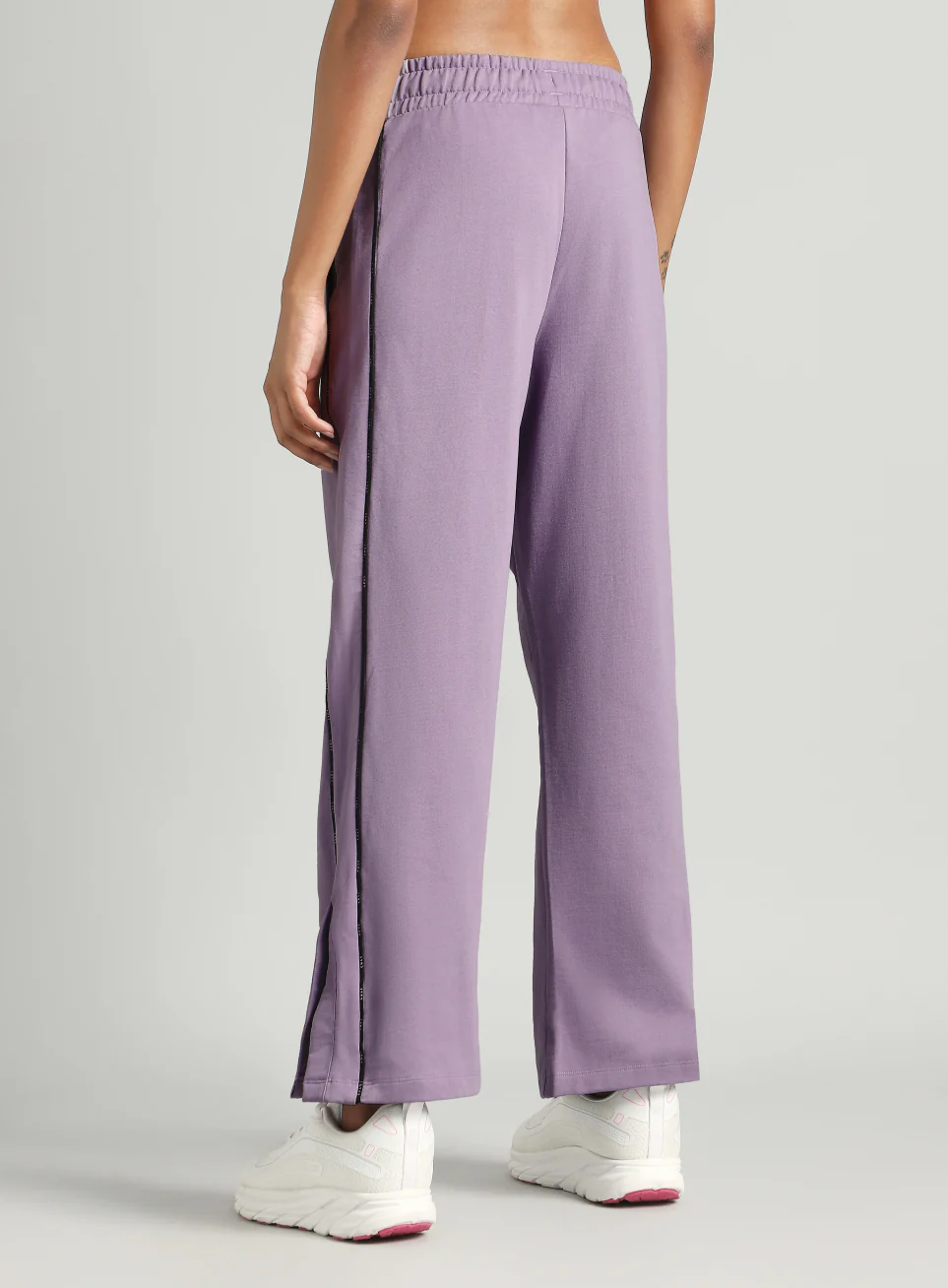 Women's Purple Panelled Straight Fit Trackpants - Image 6