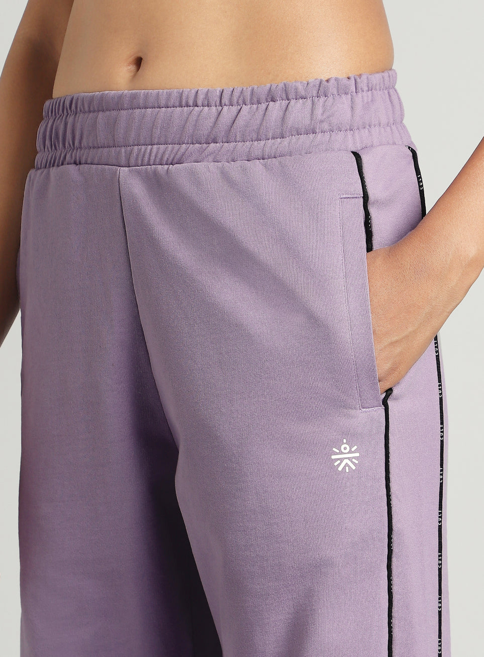 Women's Purple Panelled Straight Fit Trackpants - Image 7