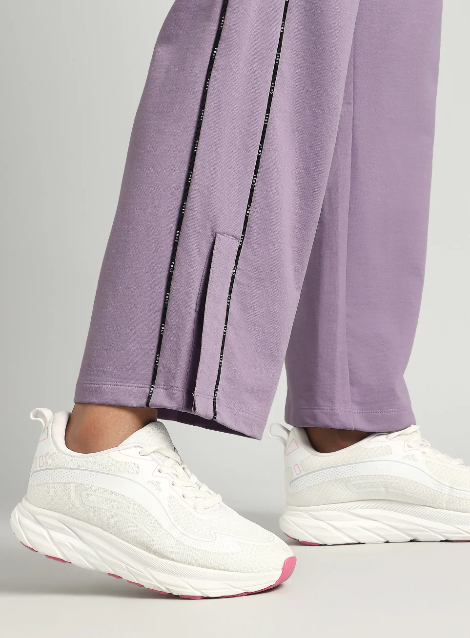 Women's Purple Panelled Straight Fit Trackpants - Image 8