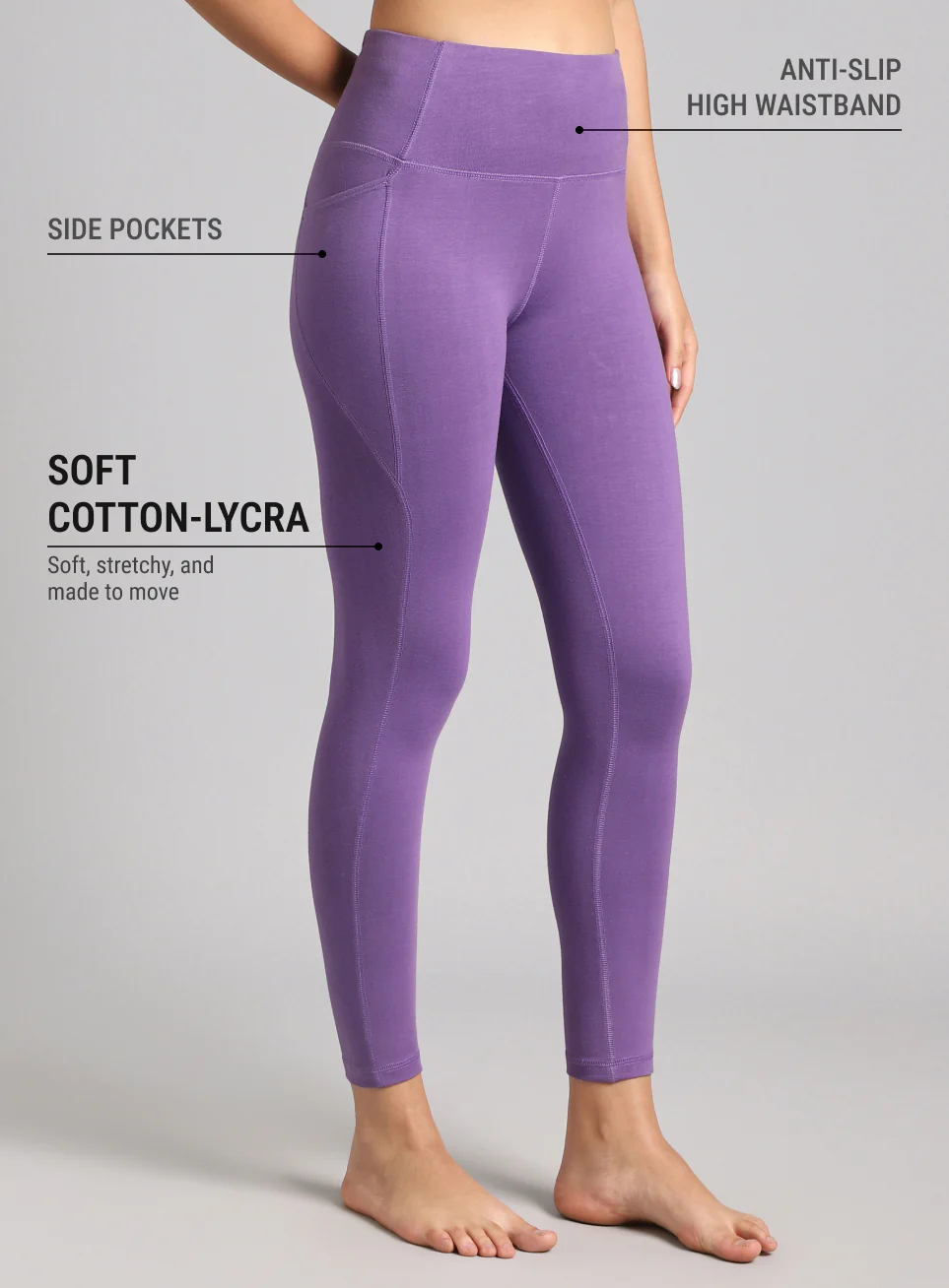 Women's Purple Pause and Align Cotton Yoga Tights - Image 5