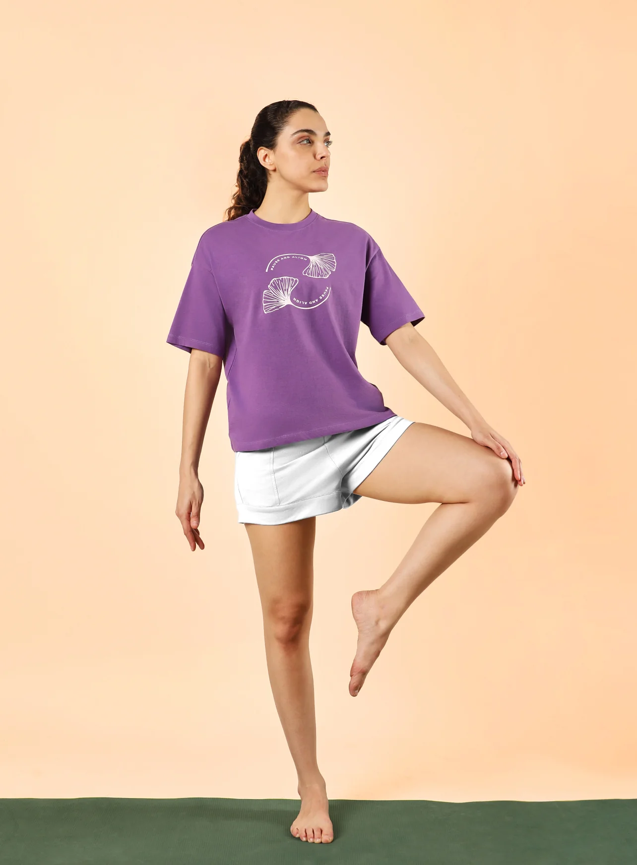 Women's Purple Pause and Align Printed T-shirt - Image 3