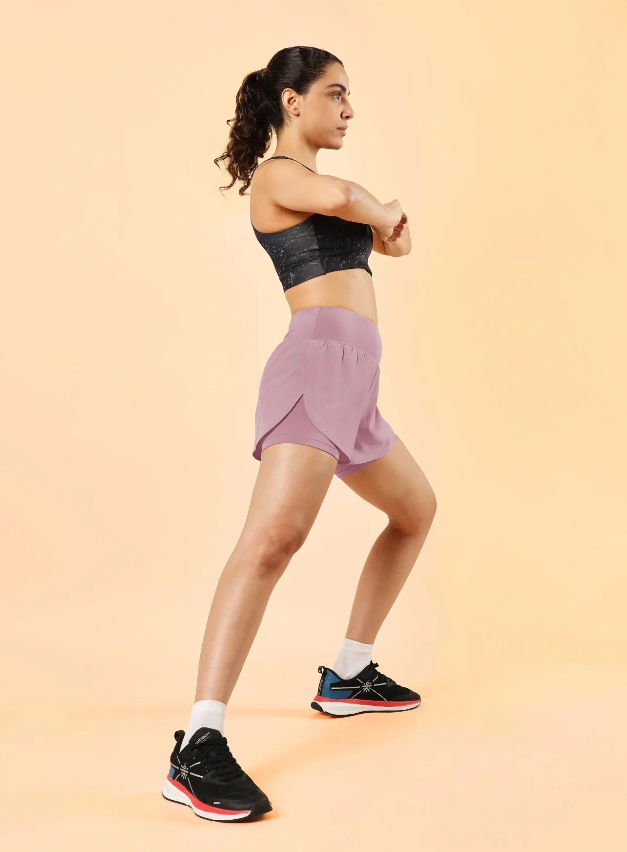 Women's Purple Performance Pro Training Layered Shorts - Image 3