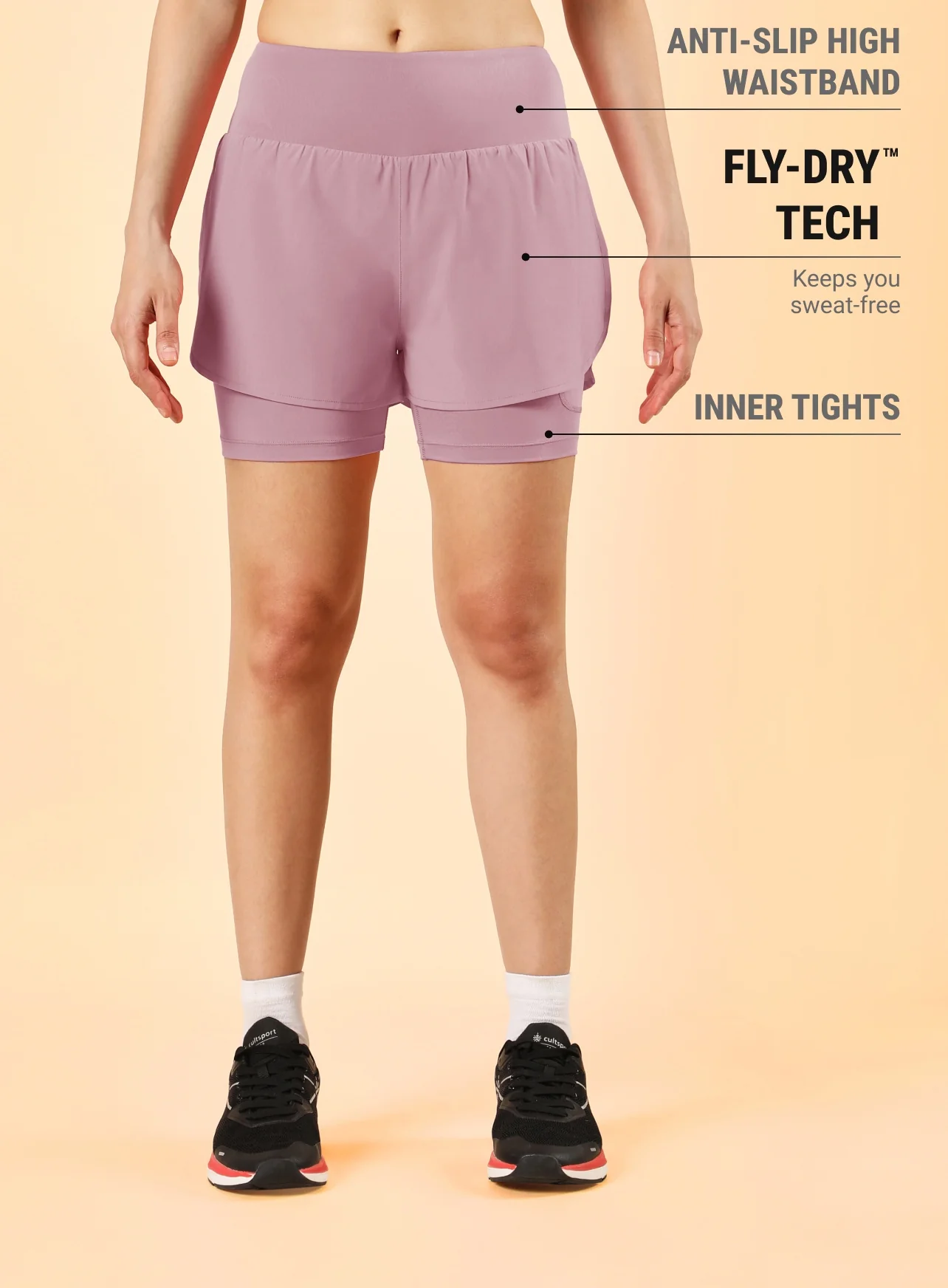 Women's Purple Performance Pro Training Layered Shorts - Image 4
