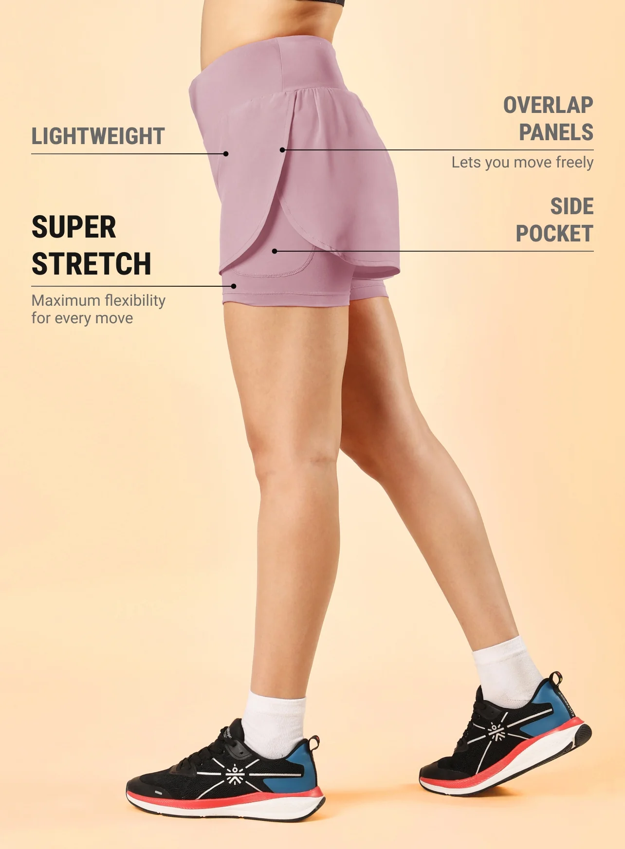 Women's Purple Performance Pro Training Layered Shorts - Image 5