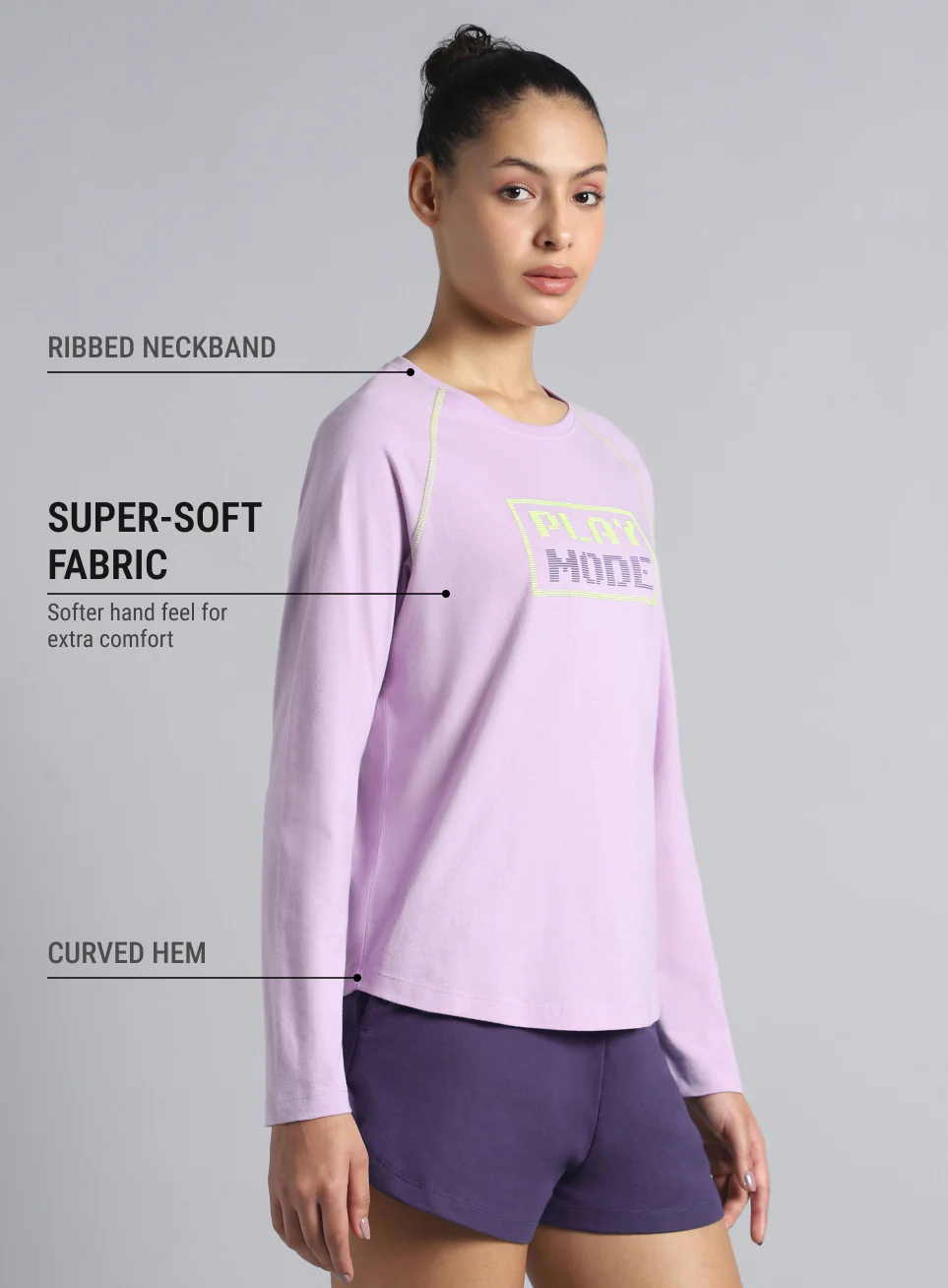 Women's Purple Play Mode Full Sleeve T-shirt - Image 5