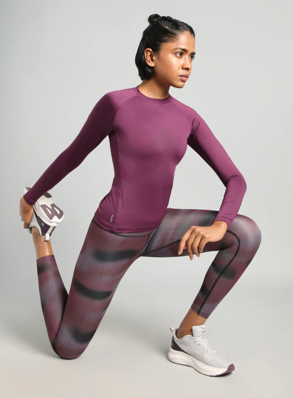 Women's Purple Power Full Sleeve Compression T-shirt - Image 2
