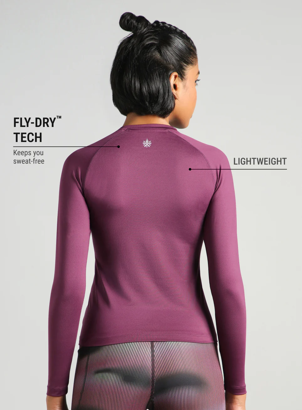 Women's Purple Power Full Sleeve Compression T-shirt - Image 6