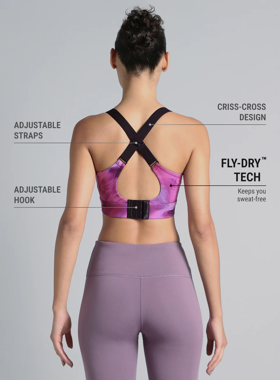 Women's Purple Printed High Impact Training Bra - Image 6