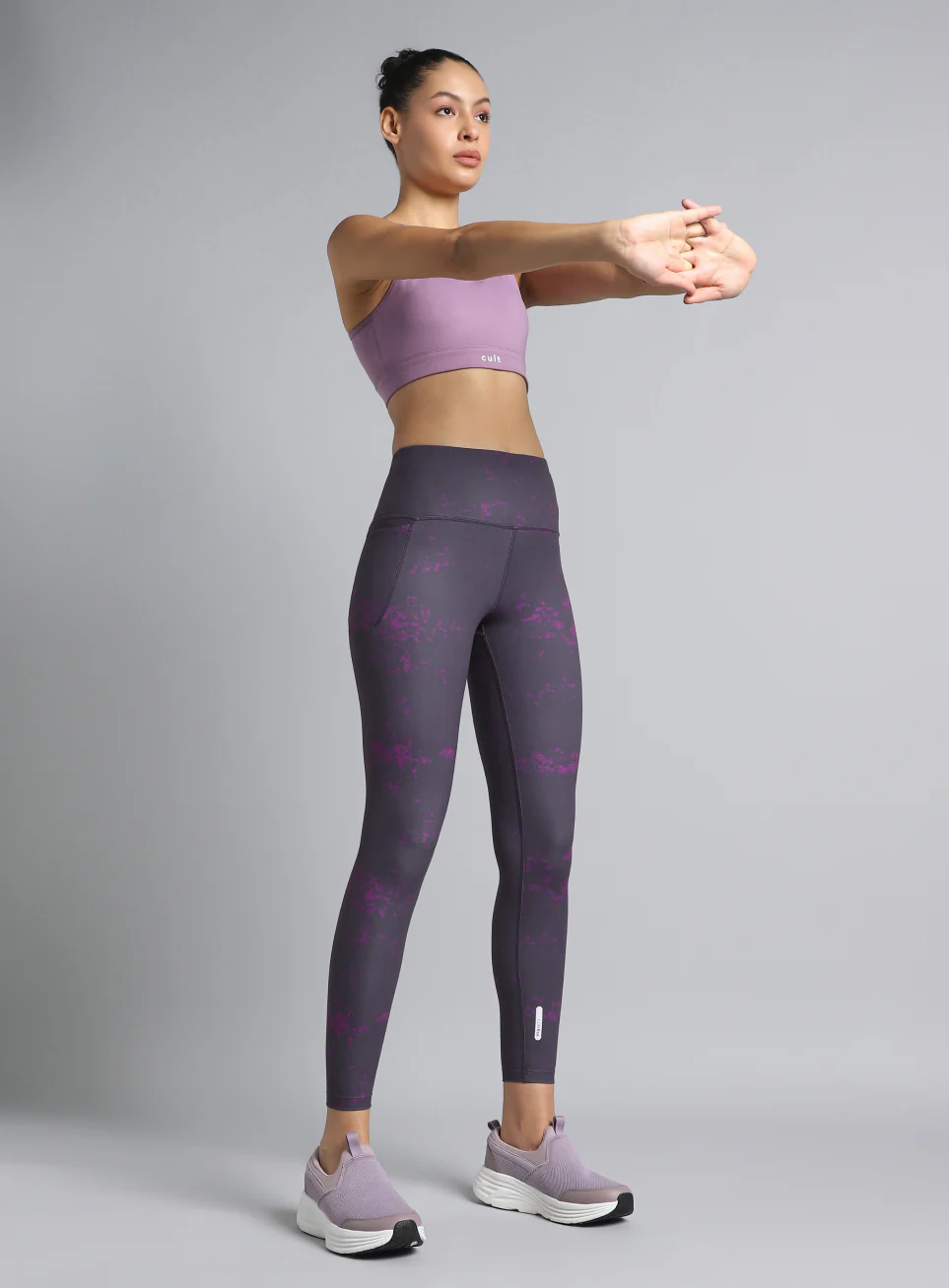 Women's Purple Printed Train All Day COMFlex Tights - Image 2