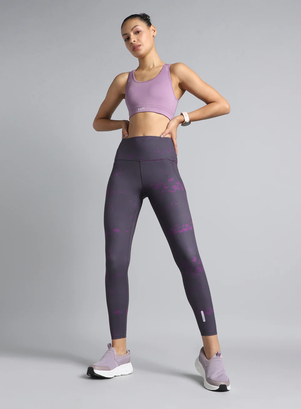 Women's Purple Printed Train All Day COMFlex Tights - Image 3