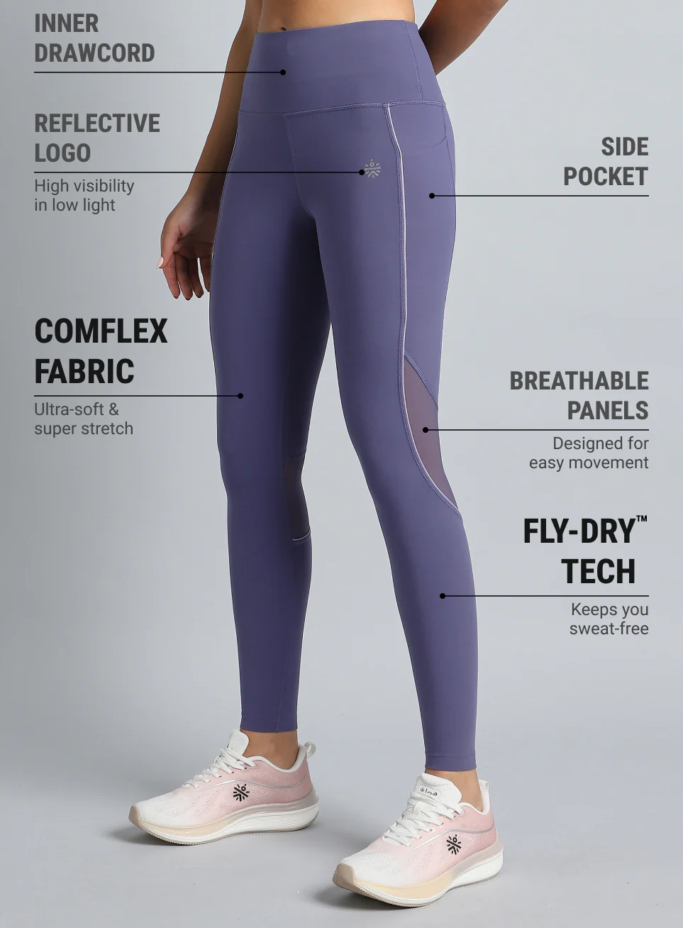 Women's Purple Run All Day COMFlex Tights - Image 5