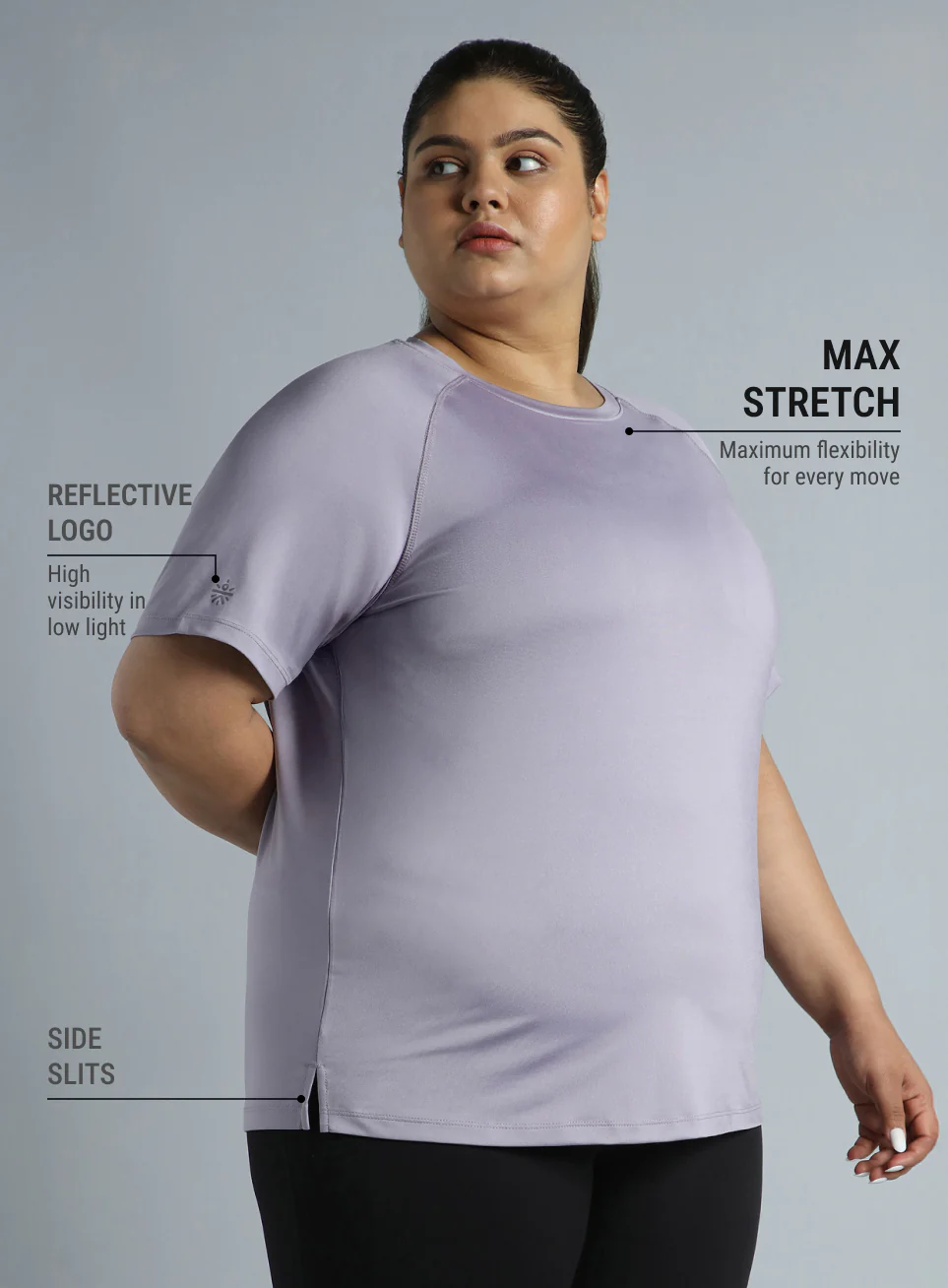 Women's Purple Running Essential Plus Size Regular Fit T-shirt - Image 5