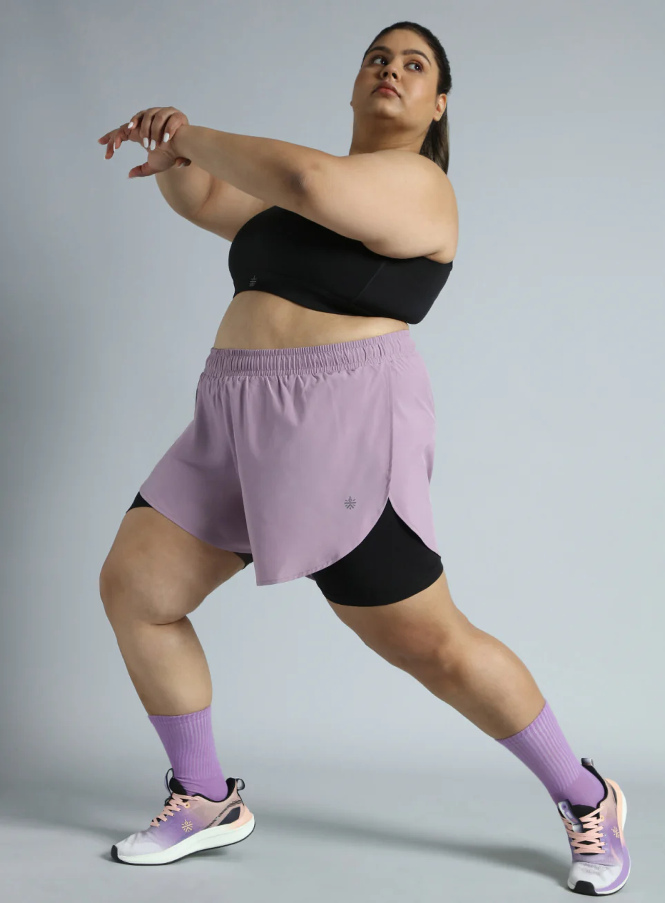 Women's Purple Running Essential Plus Size Built in Shorts - Image 3
