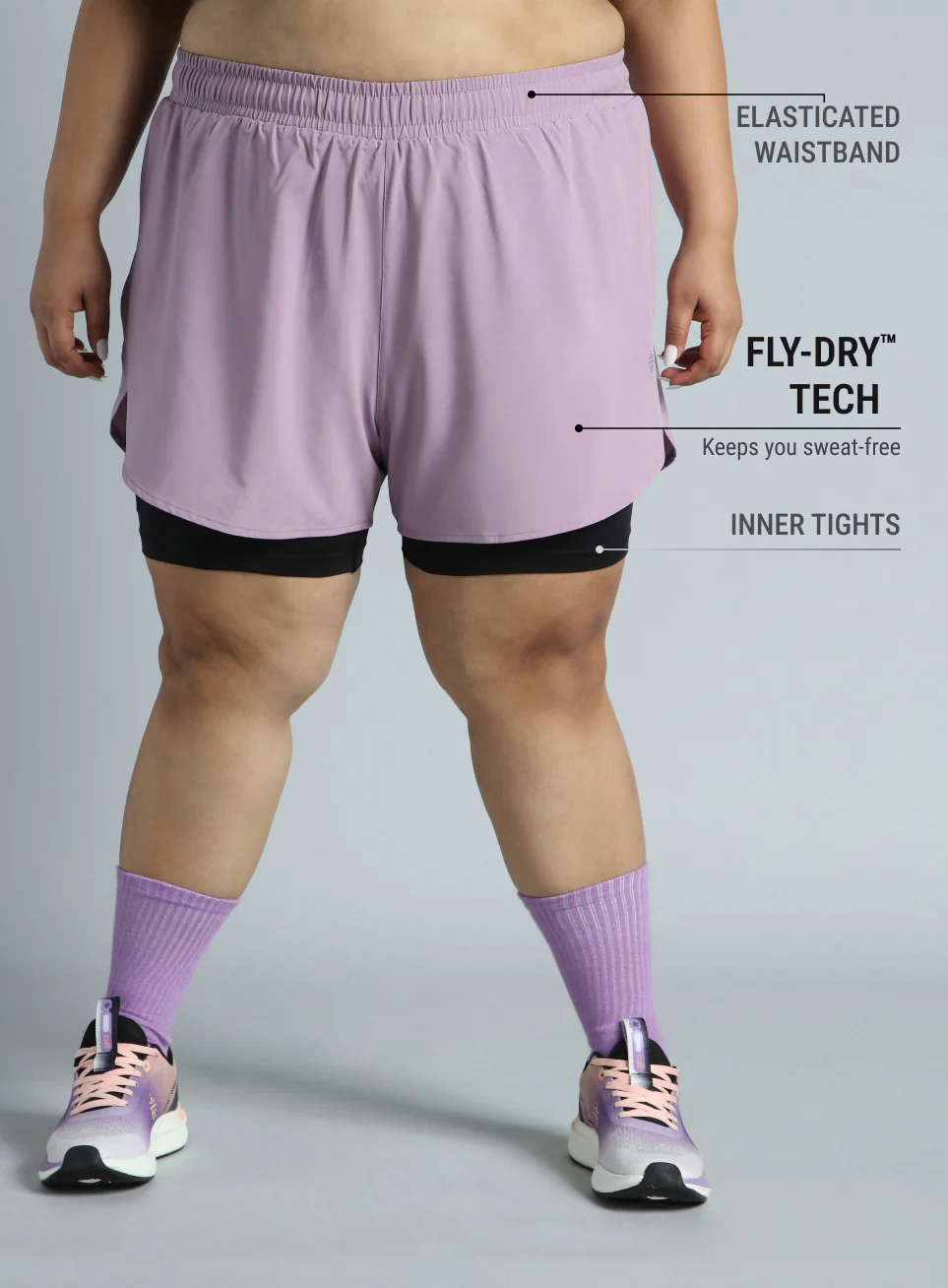 Women's Purple Running Essential Plus Size Built in Shorts - Image 4