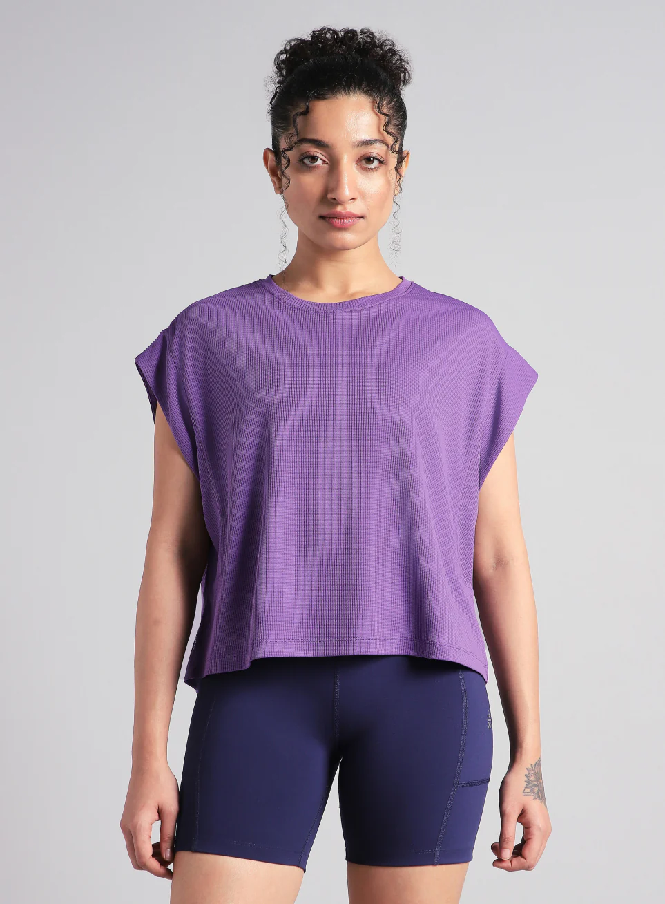 Women's Purple Sculpt Muscle T- shirt - Image 4
