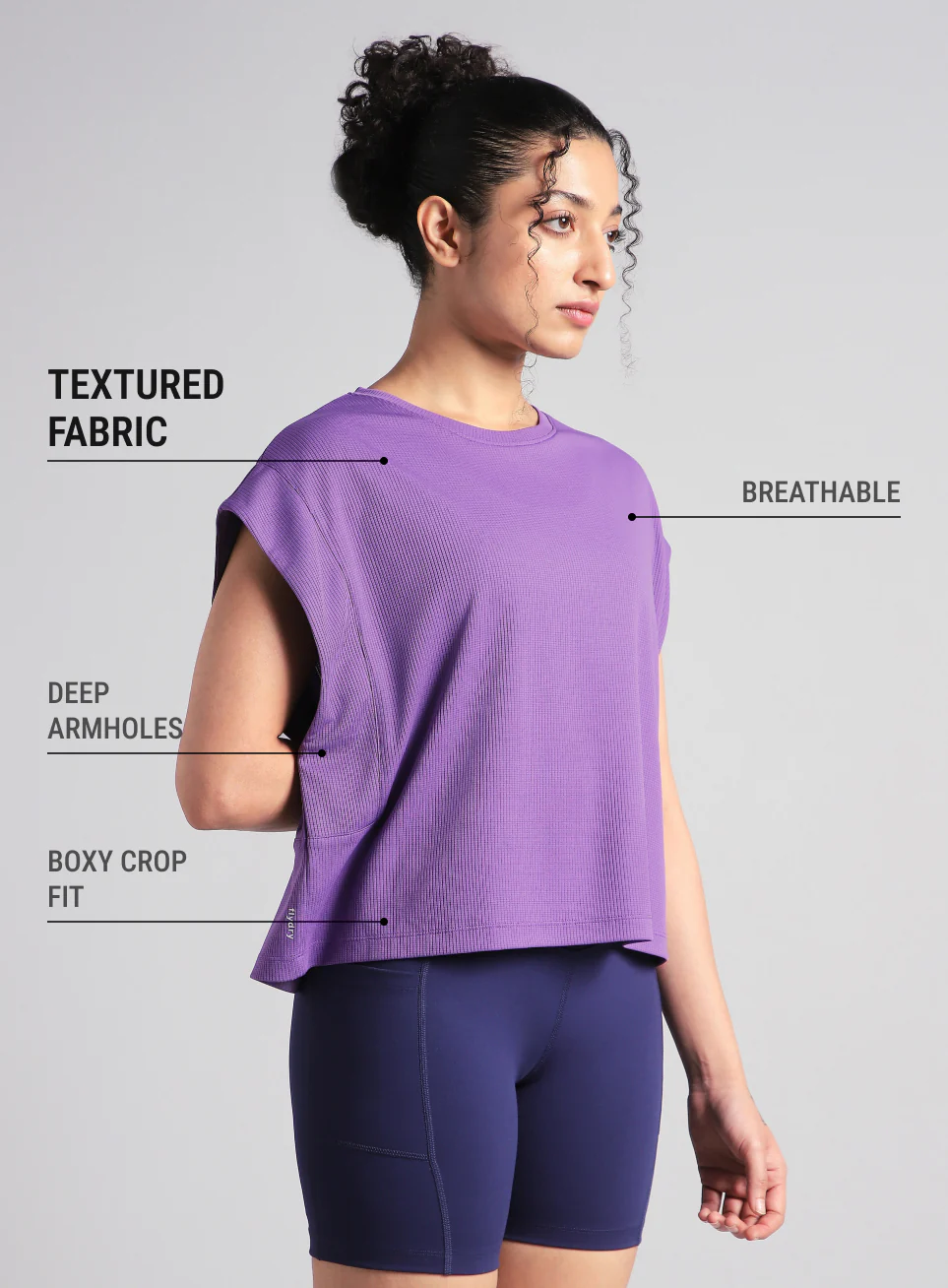 Women's Purple Sculpt Muscle T- shirt - Image 5