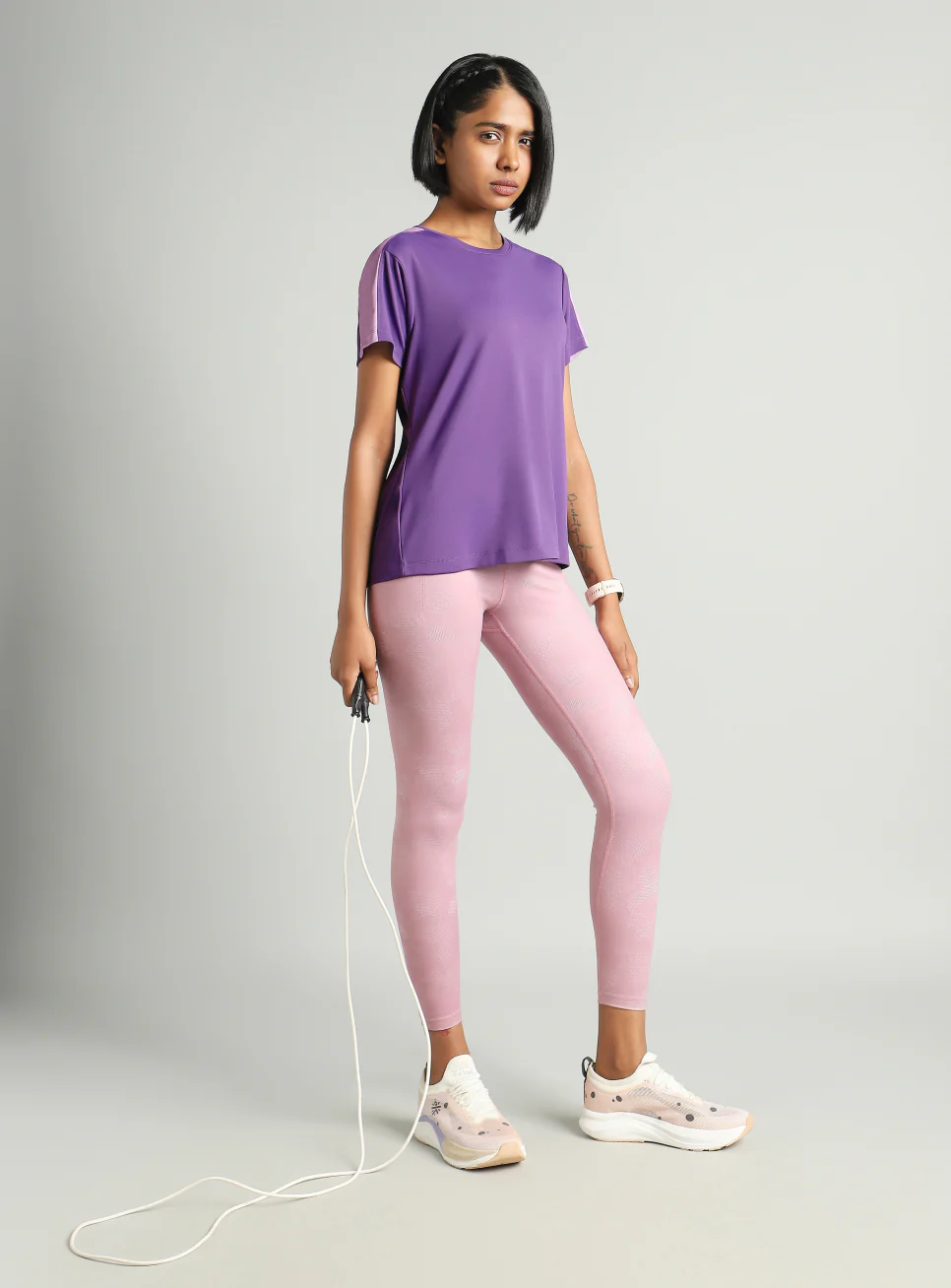 Women's Purple Shoulder Pop Active T-shirt - Image 3