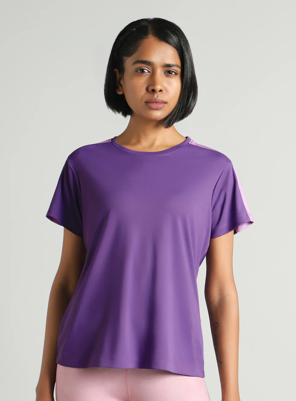 Women's Purple Shoulder Pop Active T-shirt - Image 4