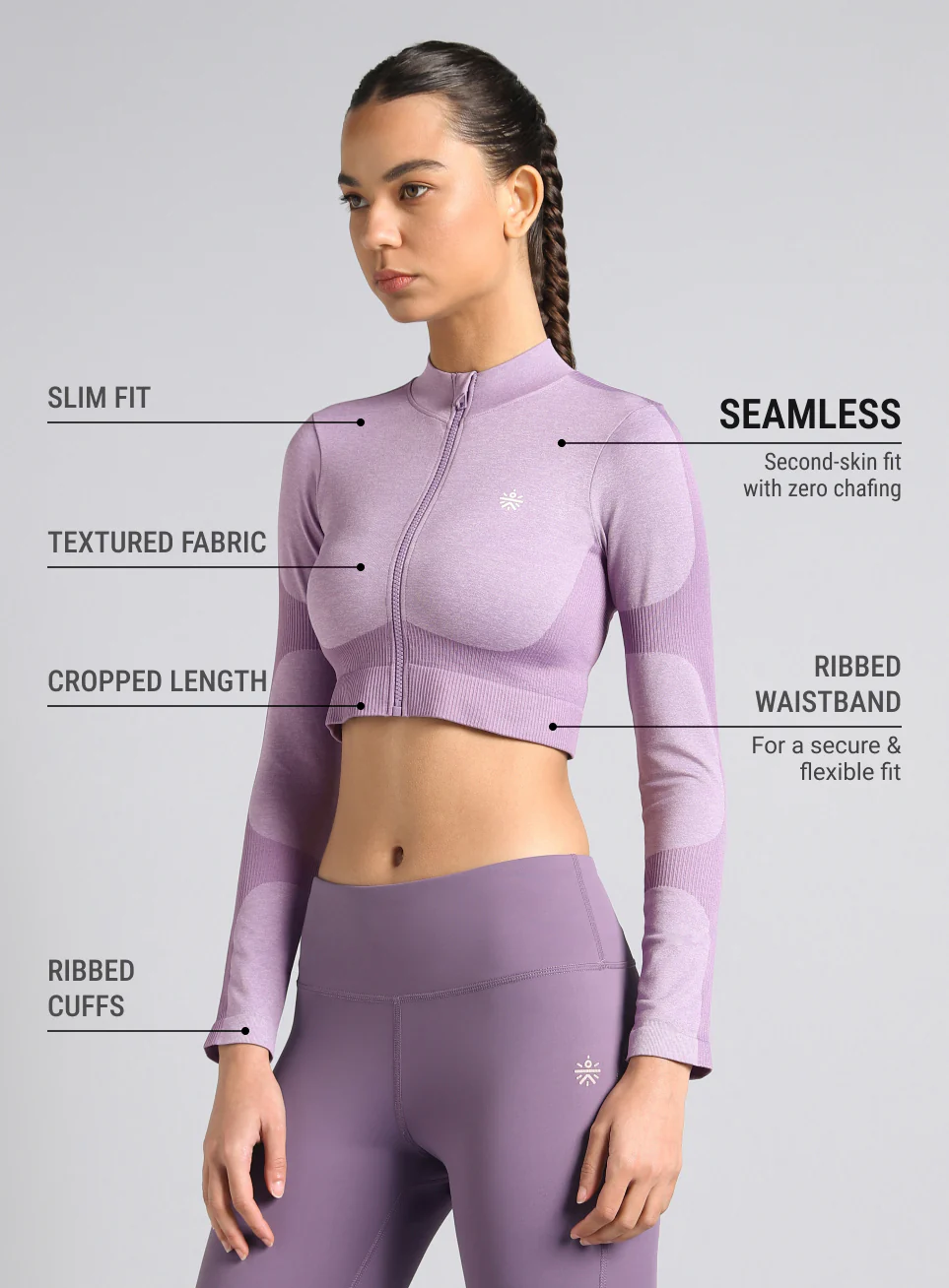 Women's Purple Snug Fit Seamless Jacket - Image 5