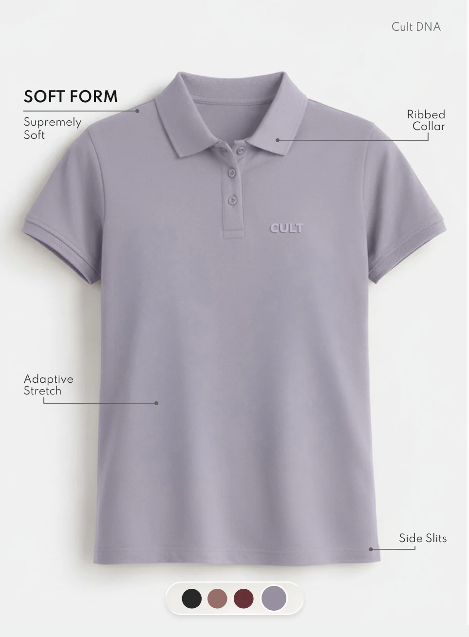 Women's Purple Soft Form Classic Polo T-shirt - Image 4
