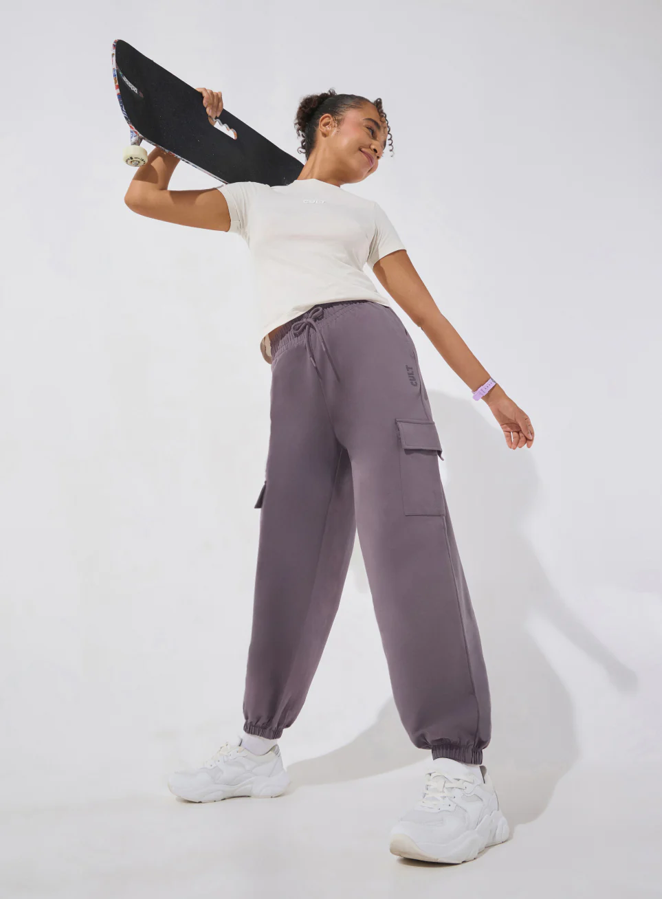 Women's Purple Soft Form Loose Fit Joggers - Image 2