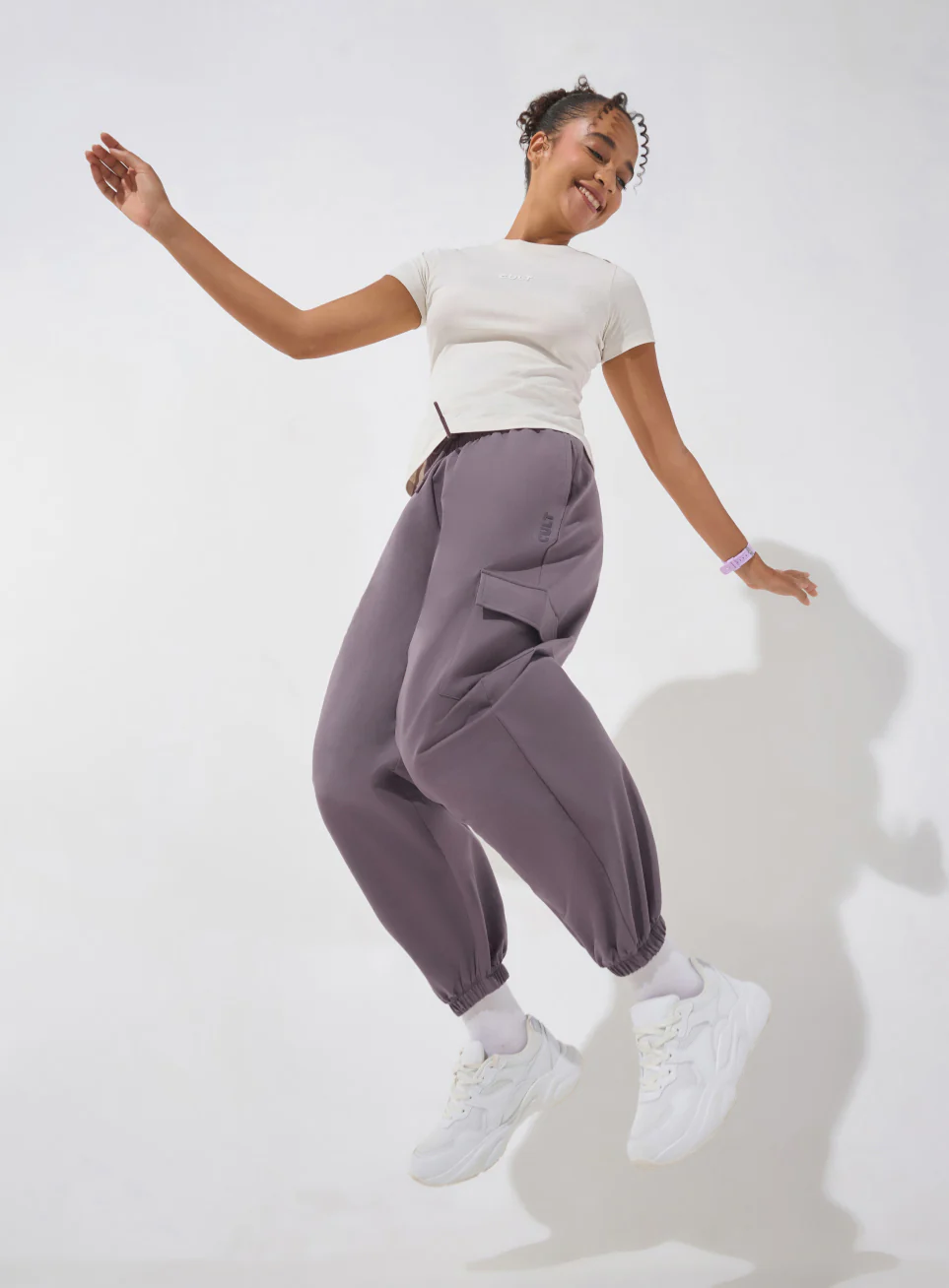Women's Purple Soft Form Loose Fit Joggers - Image 3