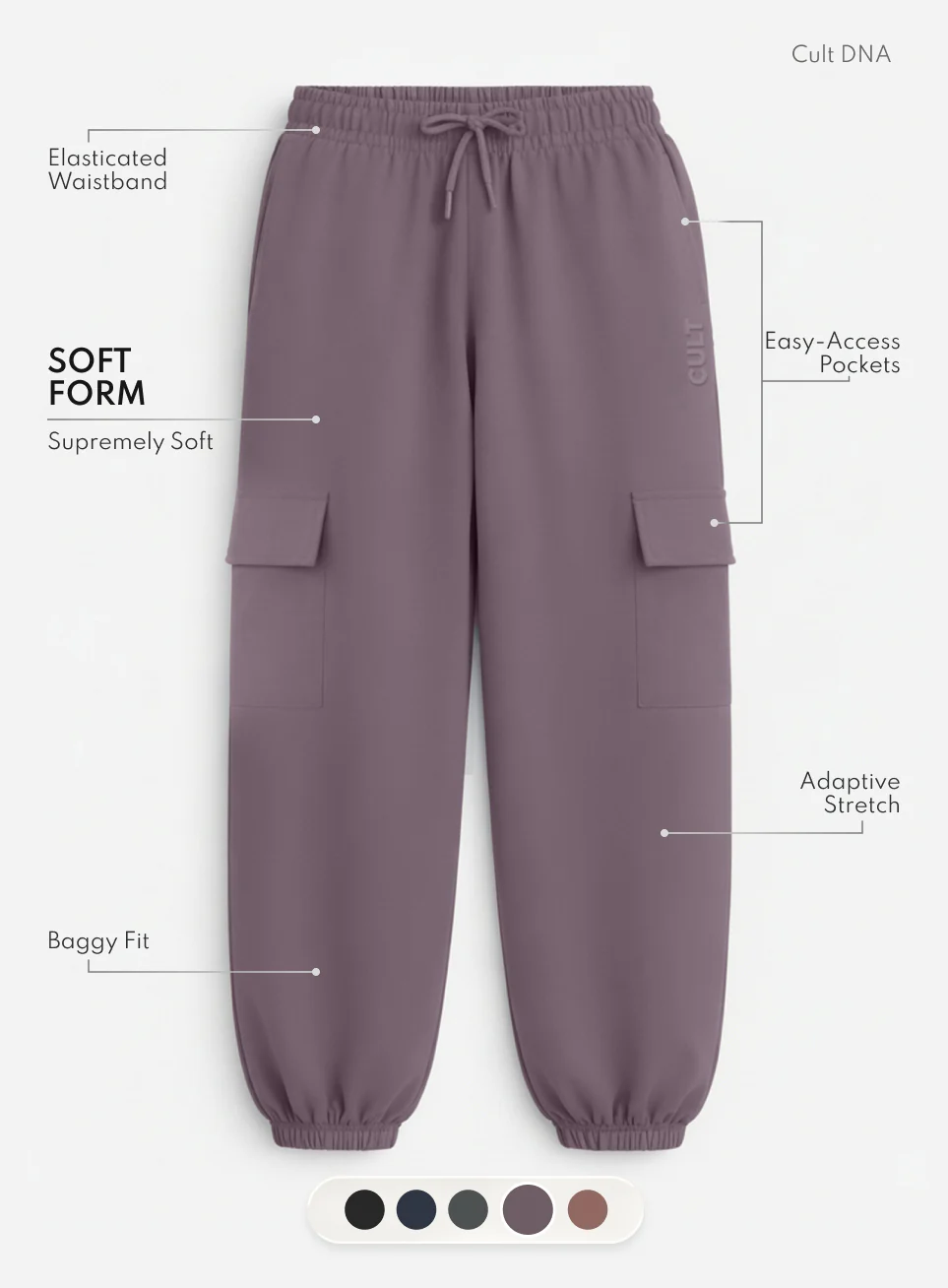 Women's Purple Soft Form Loose Fit Joggers - Image 4