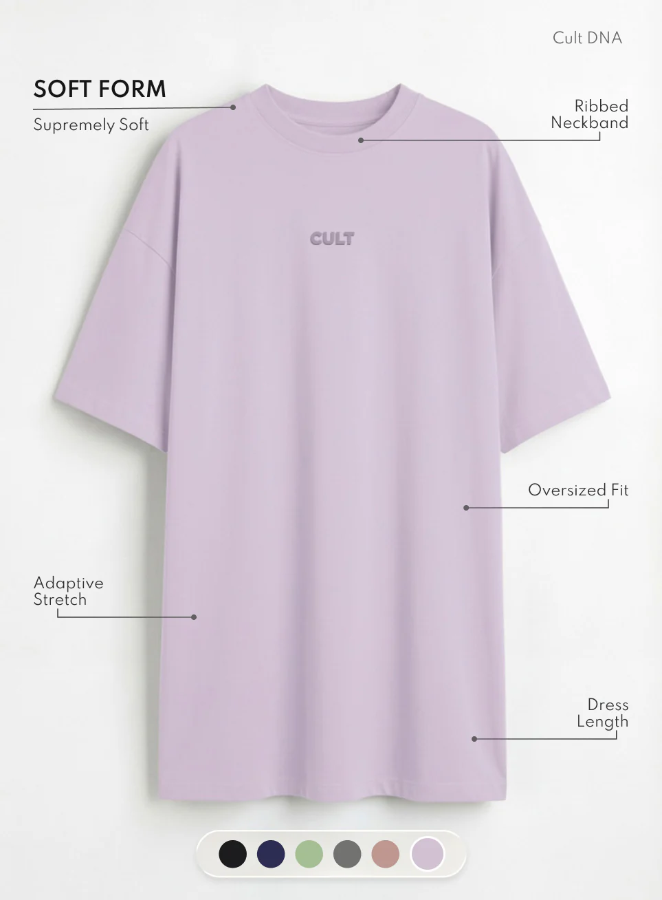 Women's Purple Soft Form Oversized T-shirt Dress - Image 4