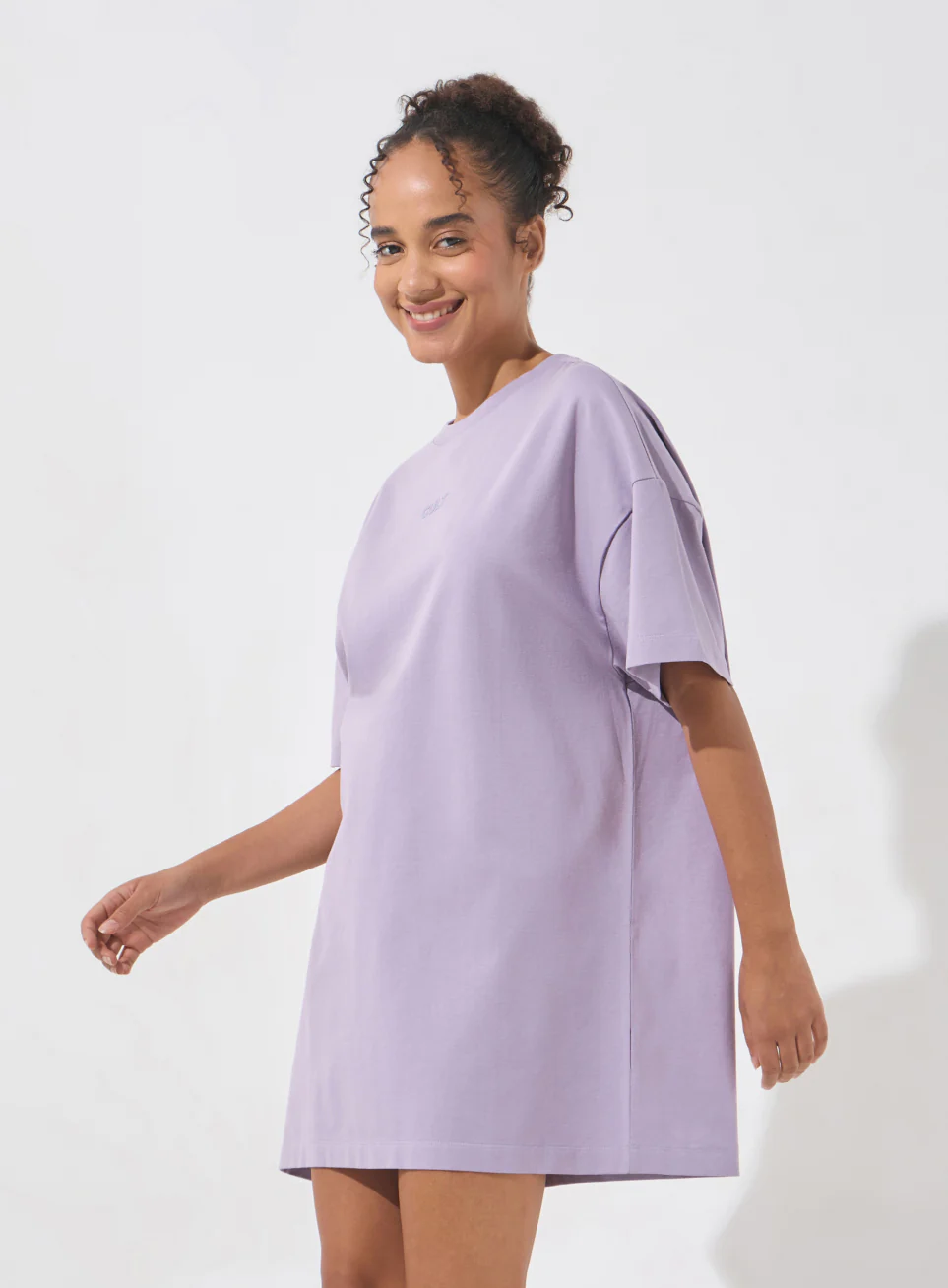 Women's Purple Soft Form Oversized T-shirt Dress - Image 5