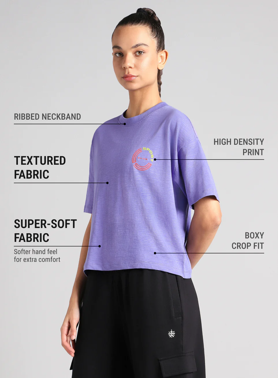 Women's Purple Sports Club T-shirt - Image 5
