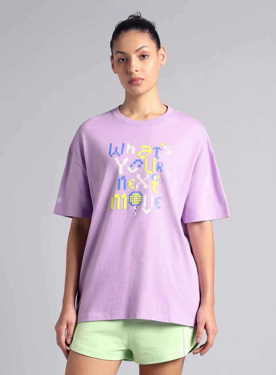 Women's Purple Sporty Graphic Oversized T-shirt - Image 4