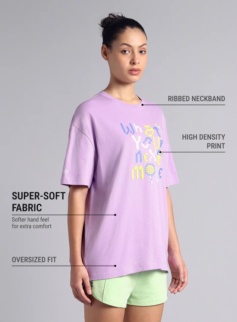 Women's Purple Sporty Graphic Oversized T-shirt - Image 5