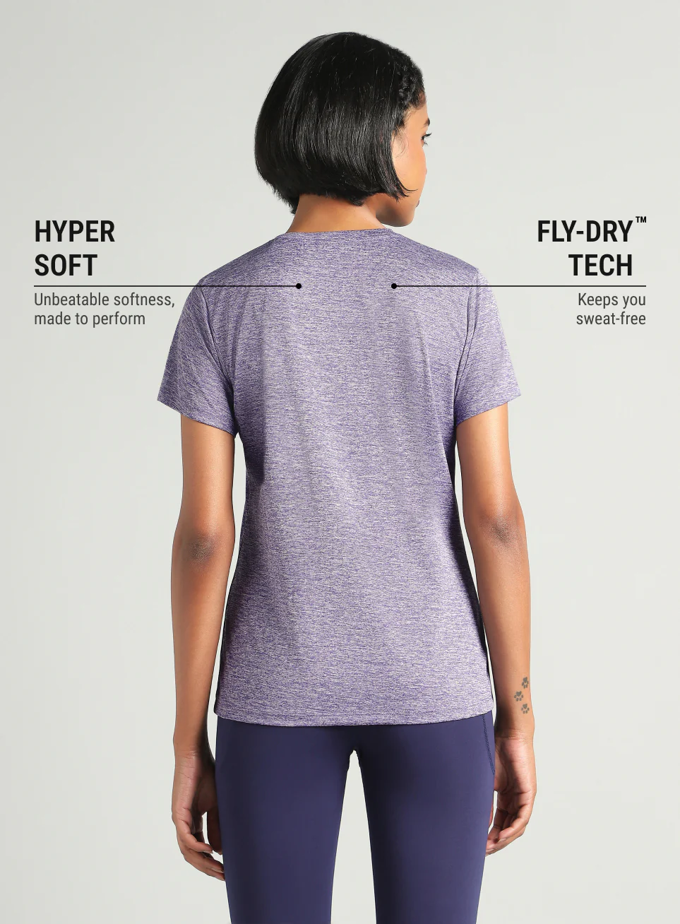 Women's Purple Textured Active T-Shirt - Image 6