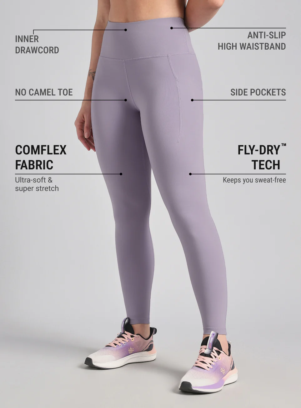 Women's Purple The Run Project COMFlex Tights - Image 5