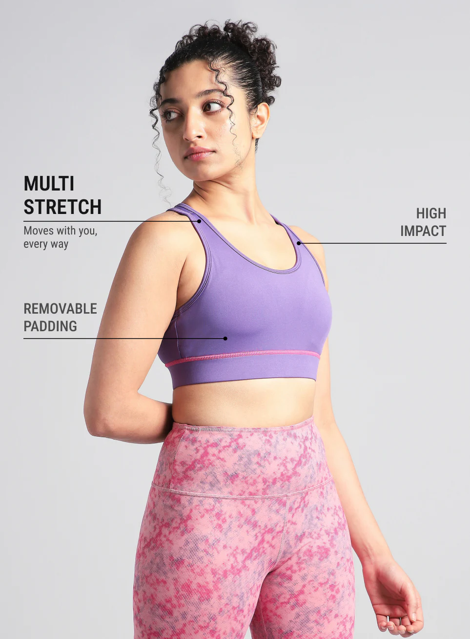 Women's Purple Train-in Medium Support Sports Bra - Image 5