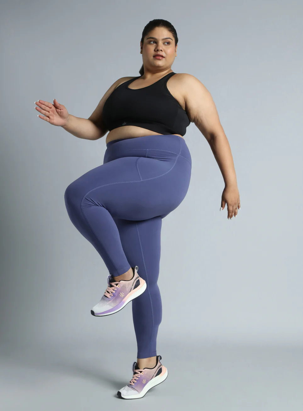 Women's Purple Training Essential Plus Size Tights - Image 2