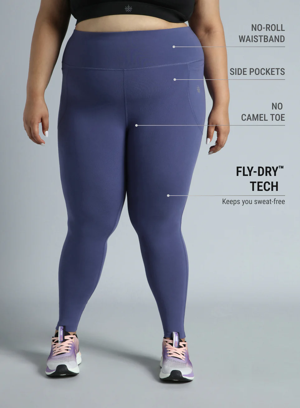 Women's Purple Training Essential Plus Size Tights - Image 4