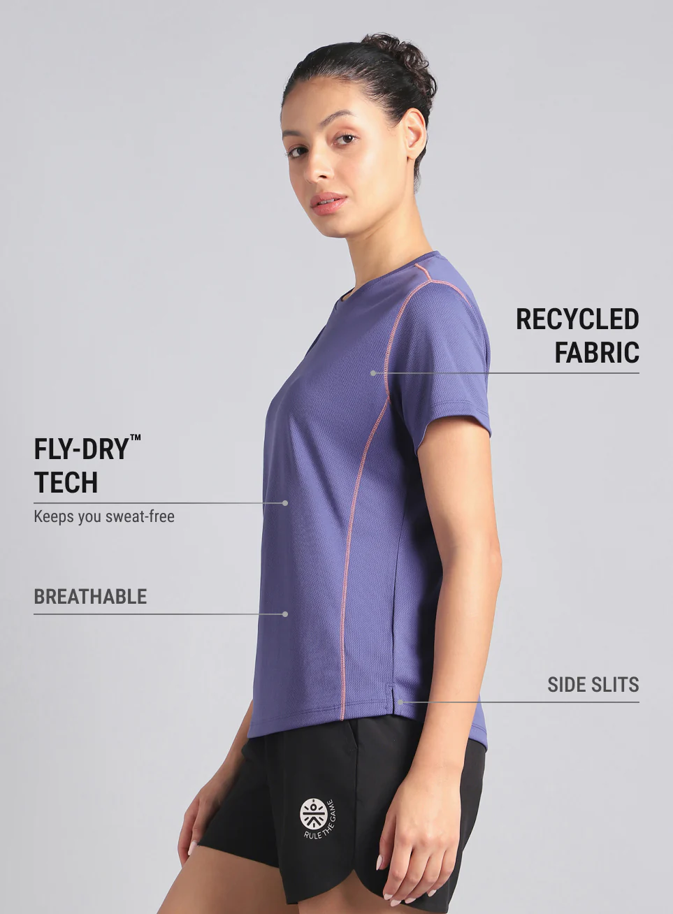 Women's Purple Training Essential Recycled Poly T-shirt - Image 5