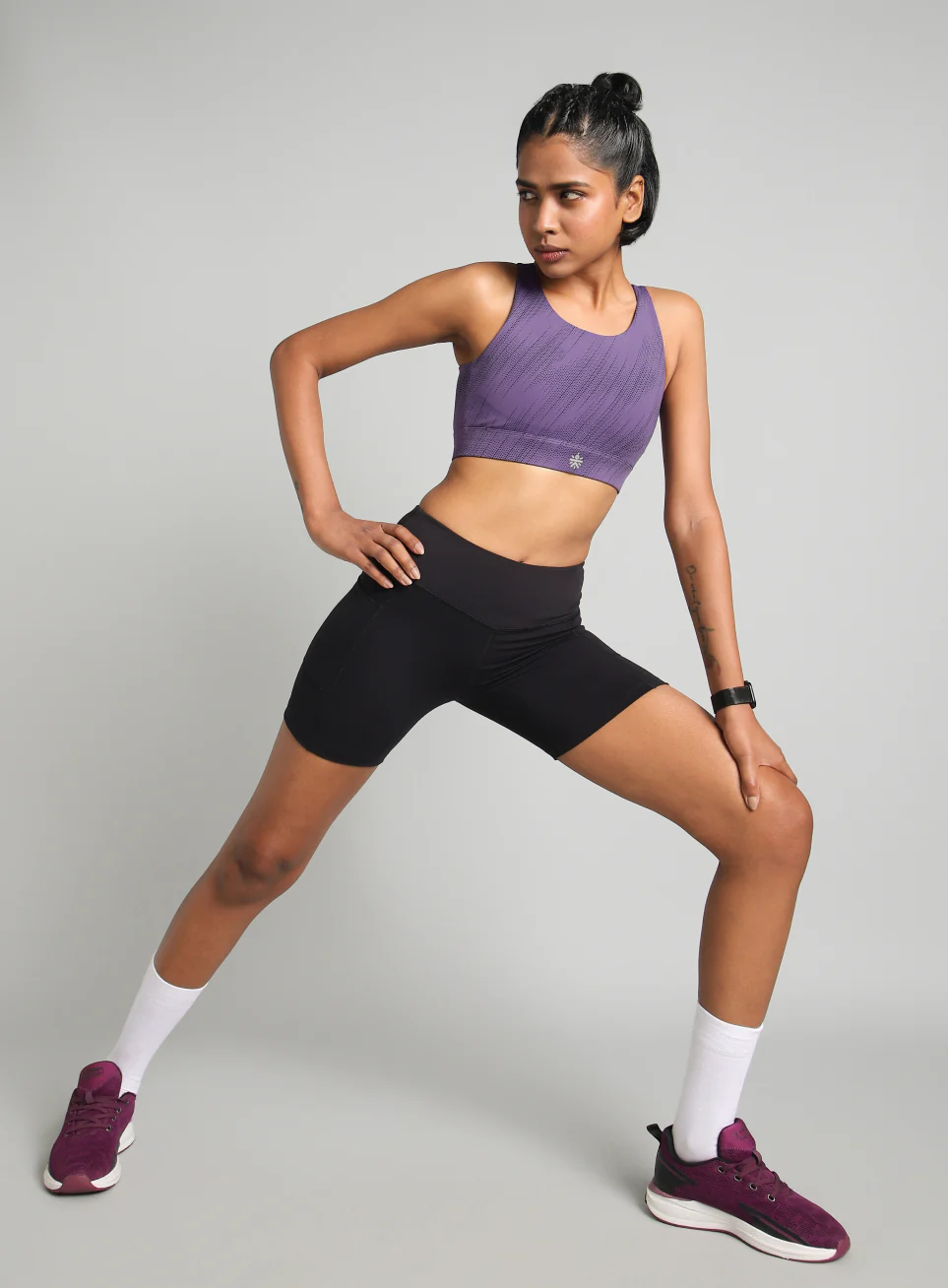 Women's Purple Training Printed High Support Sports Bra - Image 2