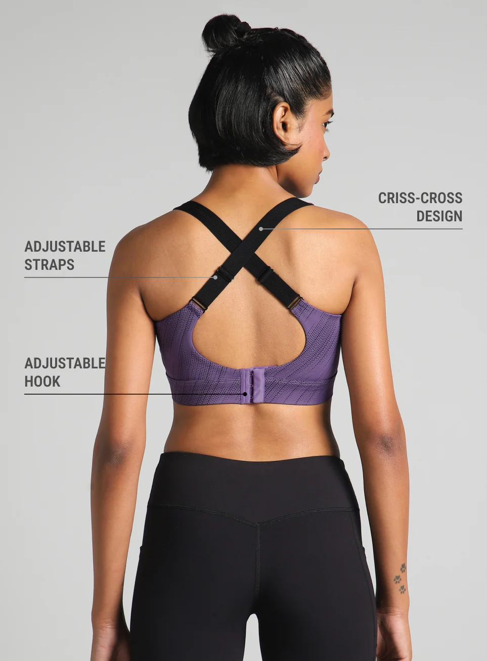 Women's Purple Training Printed High Support Sports Bra - Image 6