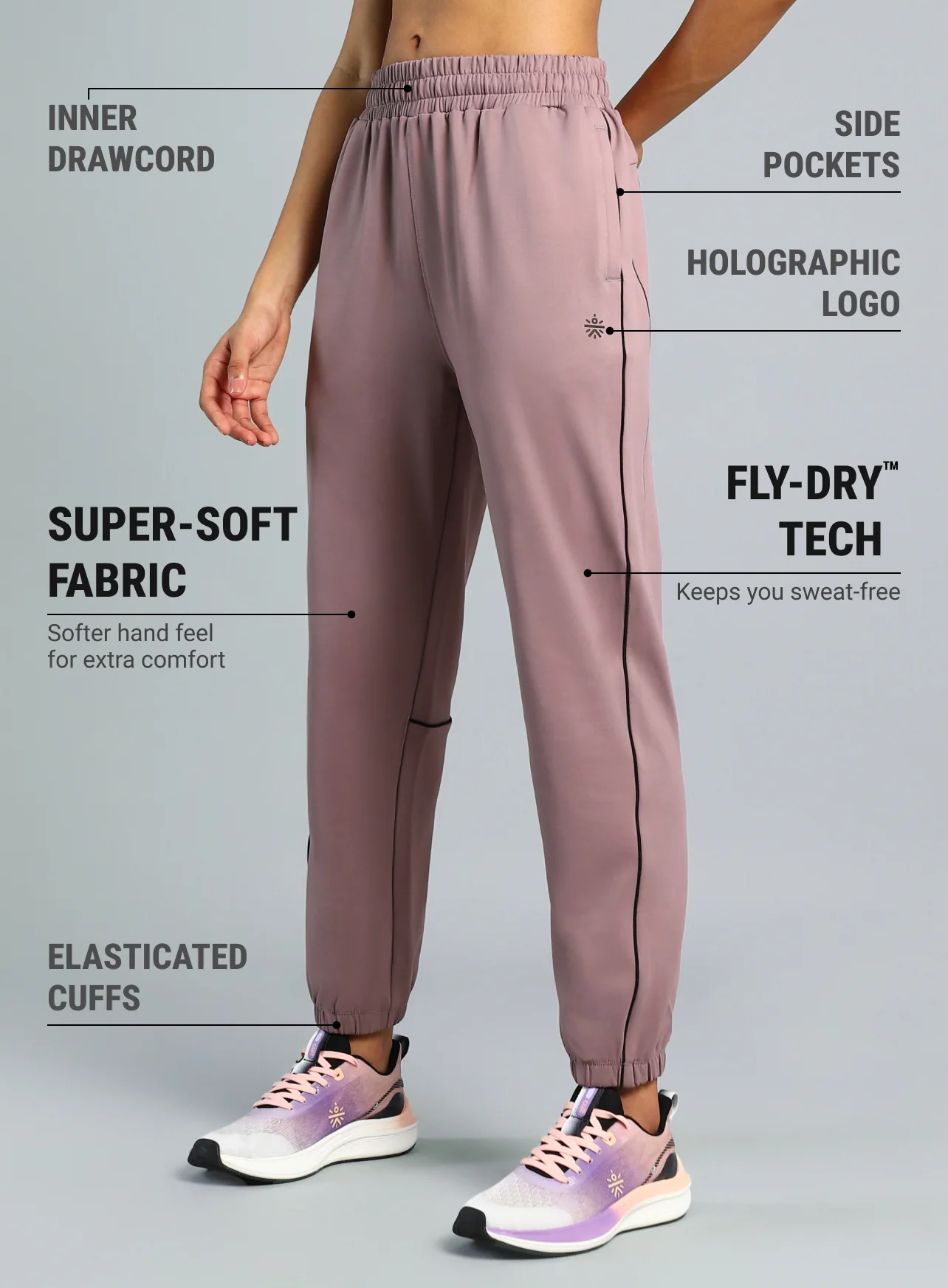 Women's Purple Training Sculpted Joggers - Image 5