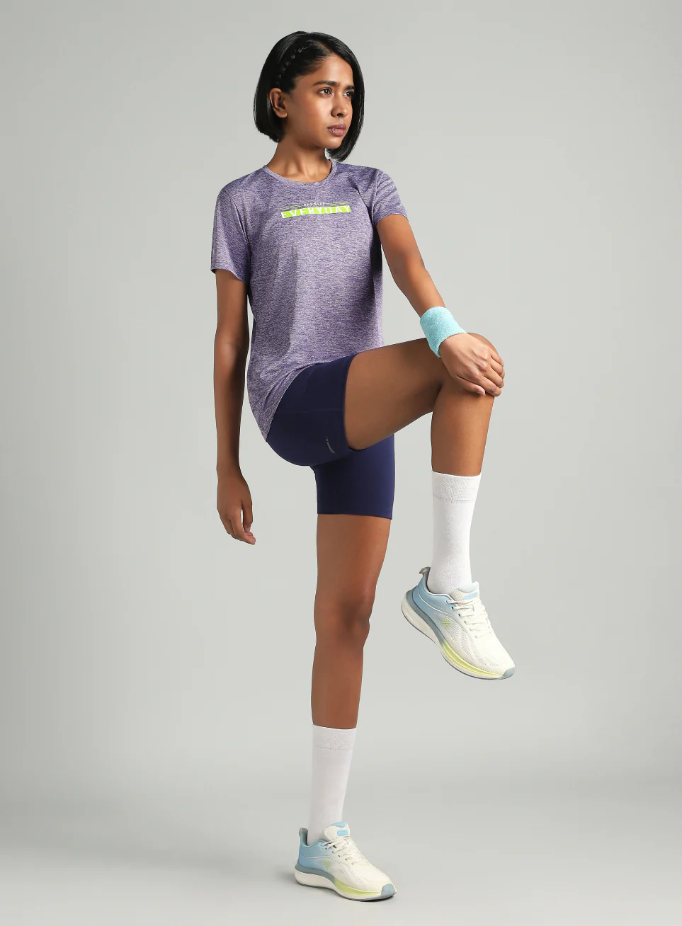 Women's Purple Training Textured T-shirt - Image 2
