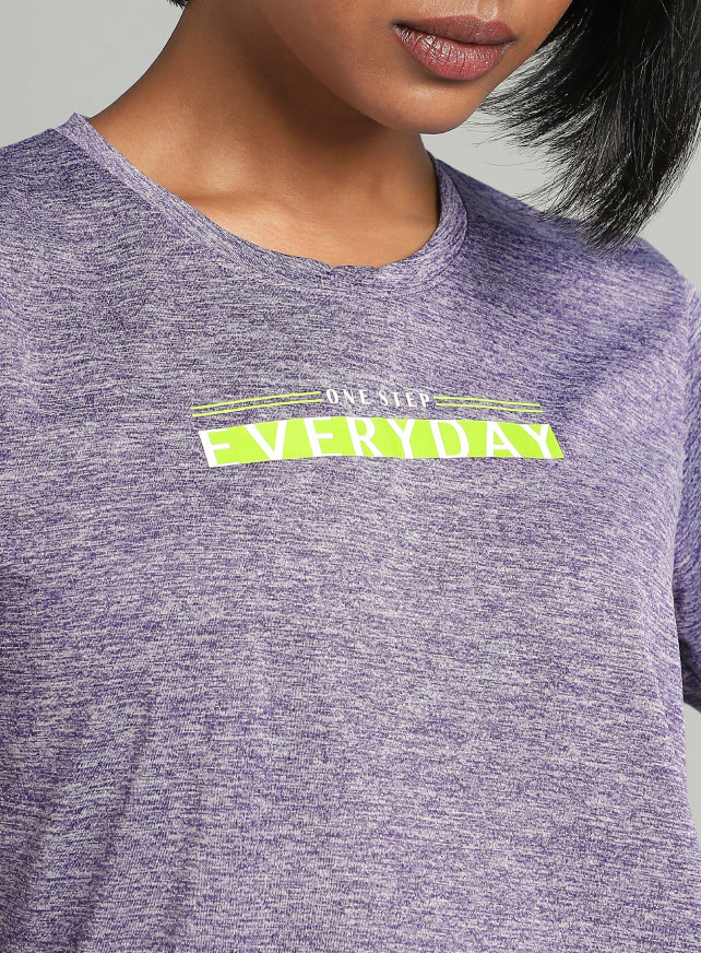 Women's Purple Training Textured T-shirt - Image 7