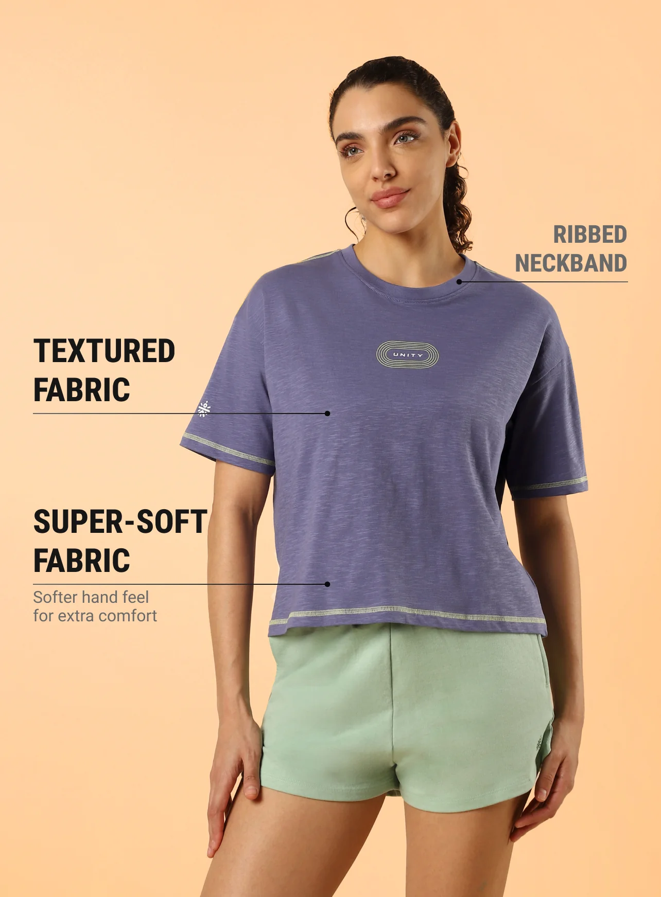 Women's Purple Unity Boxy Crop fit Top - Image 4